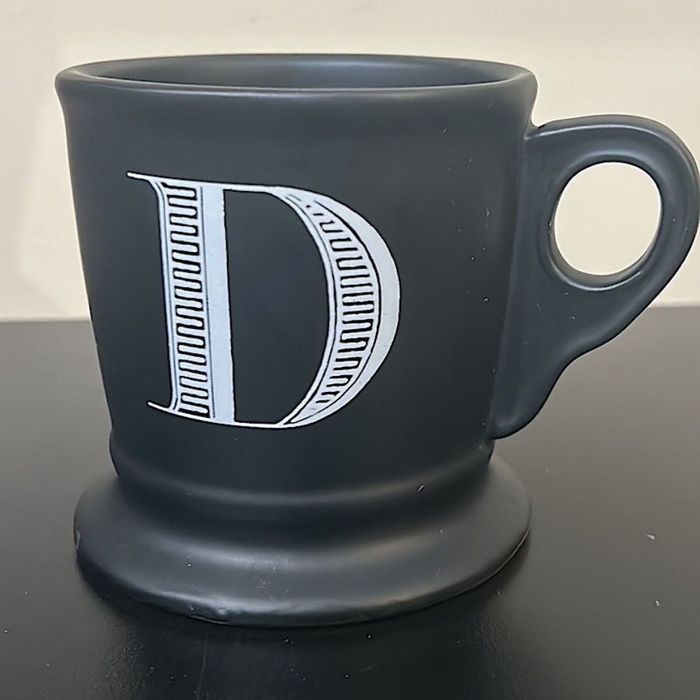 Anthropologie Noir Black Matte "D" Letter Mug